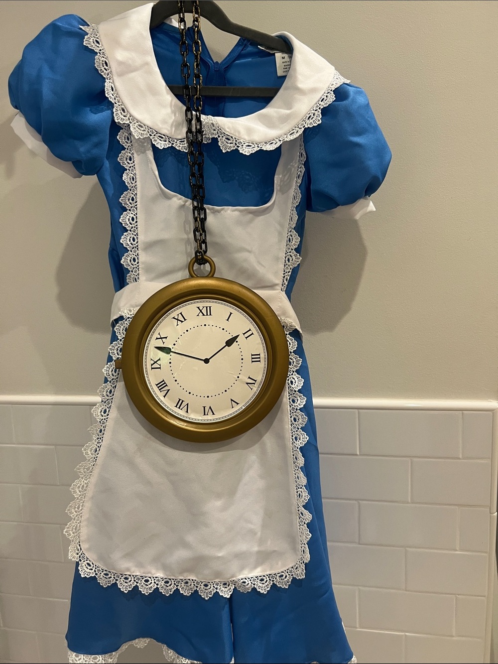 Deluxe Blue / White Storybook Alice in Wonderland Costume w/Lace Apron Sz 8/10